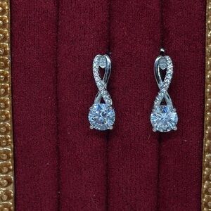 1c Moissanite Huggie Stud Earrings set in 925 Sterling Silver